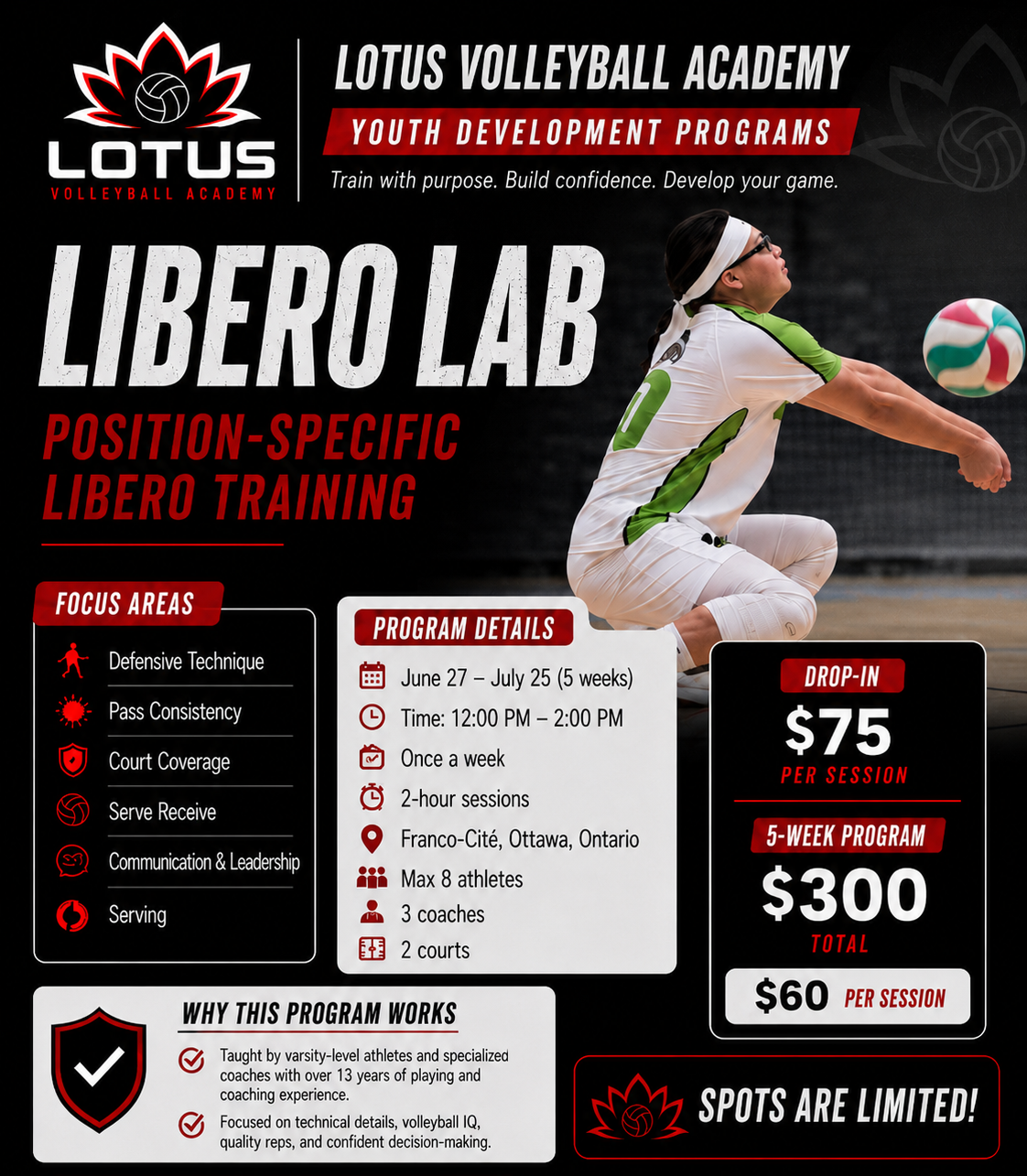 Passing & Defence Lab flyer — Lotus Volleyball Academy